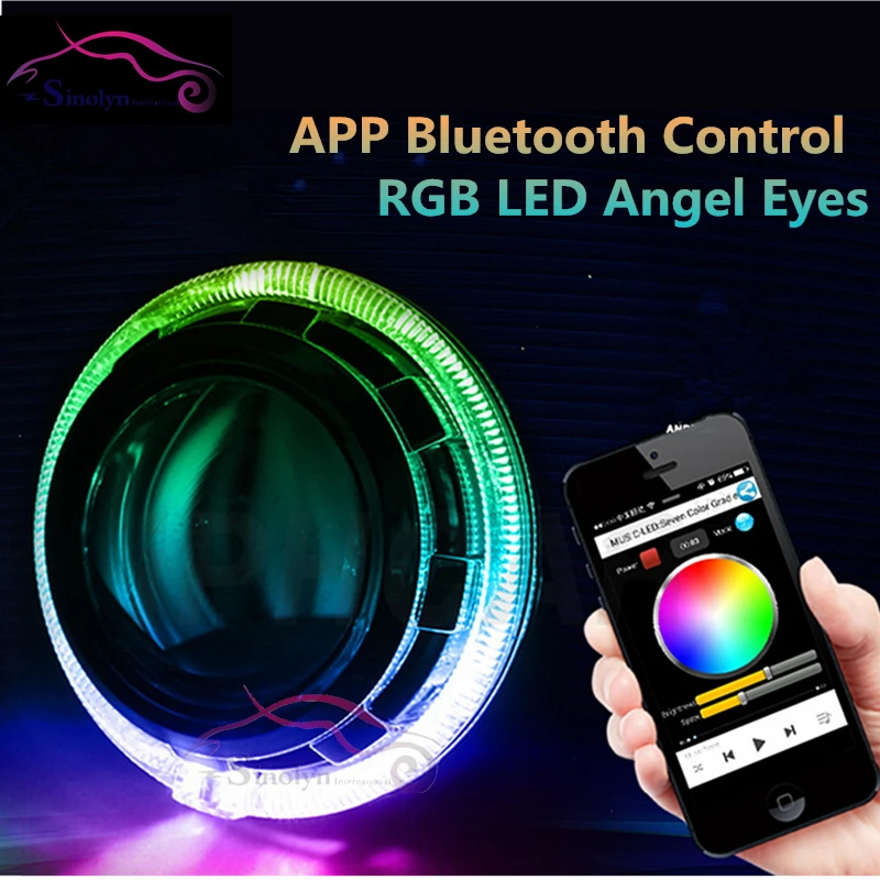 Bluetooth APP Control RGB LED Angel Eyes Integrated Bezel Shroud Masks