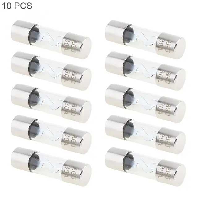 Best Price 10pcs 30A Replaceable Car Audio Power Amplifier Glass AGU Nickel Plated Fuse