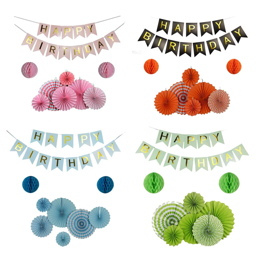 

New Arrival 9pcs/Set DIY Green Series Multi Size Paper Fan Summer Theme Party Decoration Birthday Banner Home Decor Honeycomb