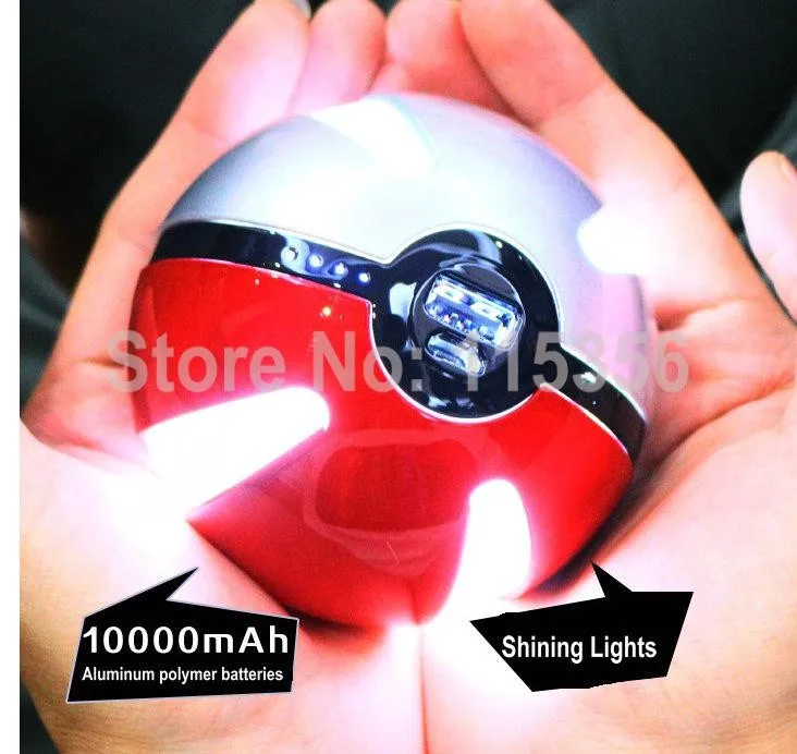 1 шт. Новые поступления: 10000 мАч Pokemon Go Ball power Bank Magic Ball зарядное устройство двойной USB порт для всех телефонов