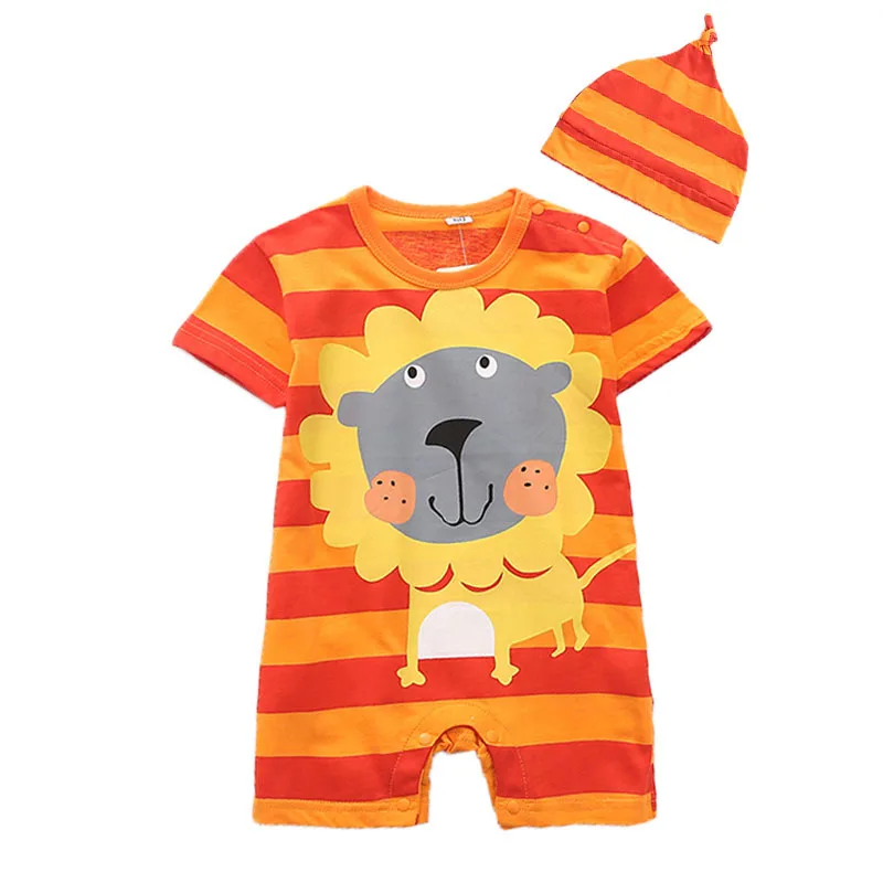 

Coverall Baby Infant Romper Baby Long/Short Sleeves Cotton Cartoon Jumpsuit Bodysuit 3-24M Caps For Newborns+ Romper 2pcs/Set