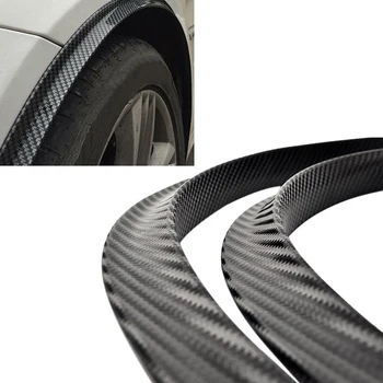 

Fender Car Wheel Eyebrows Black 73x2.5cm Set Carbon fiber Style Rubber Protector Arch
