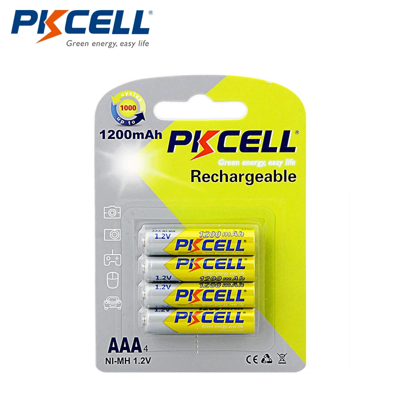 4 шт/карты PKCELL Ni-MH AAA 1200mAh батареи высокой емкости 1,2 V NIMH аккумуляторная батарея