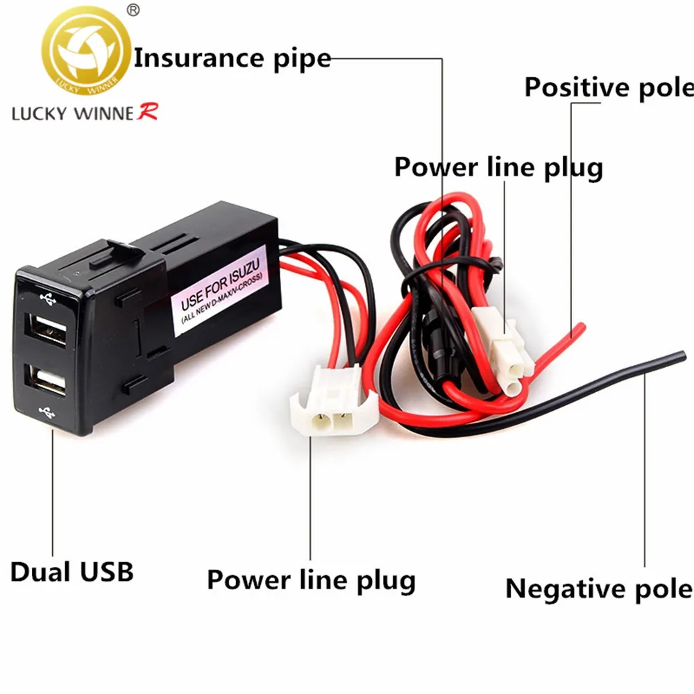 Двойное зарядное устройство USB, порт Интерфейс для автомобилей ISUZU пустой переключатель отверстие аксессуар 2.4A для мобильного телефона Быстрая зарядка