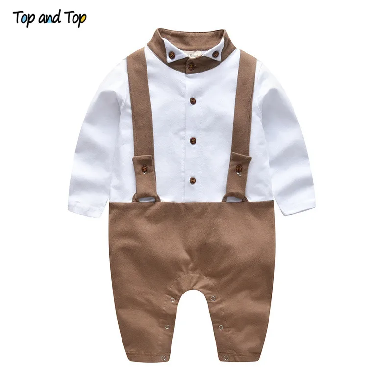 

Baby Boy Rompers Cotton Gentleman Baptism Clothing Spring&Autumn Toddler Prince Costume Infant Jumpsuits Boys Clothes