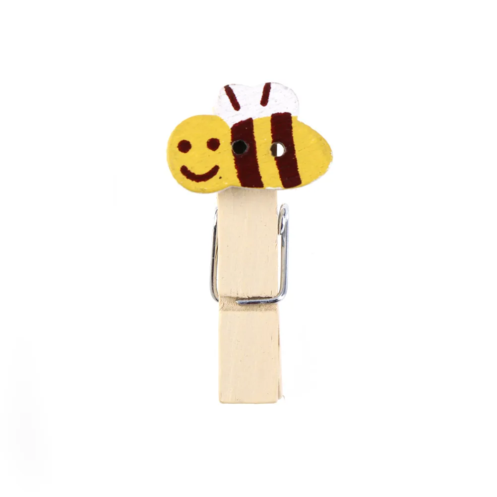 1 упаковка/10 шт DIY мультяшная пчела деревянная Скрепка закладка для альбома с веревкой наклейки для сообщений декор с пеньковой веревкой 3,5*2 см