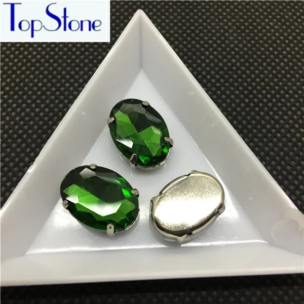 grass green TopStone Овальный пришить коготь стеклянные стразы пришить Камень 8x10 13x18 10x14 18x25 20x30 мм DIY одежды Свадебные аксессуары - Цвет: grass green