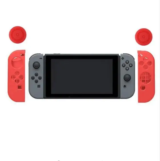 Мягкий защитный чехол JoyCon для геймпада+ накладки для джойстика, колпачки для джойстика, крышка для контроллера Mario NAND Switch NS Joy-Con - Цвет: Red