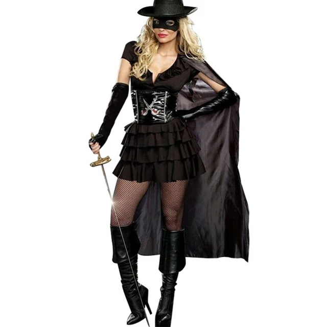 Double Edged Diva Sexy Zorro Costume Fantasy Masked Bandit Female