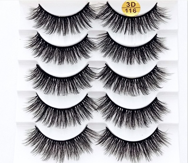 5 pairs 3D mink false eyelashes natural makeup eyelash extension long cross volume soft fake eye lashes winged faux cils