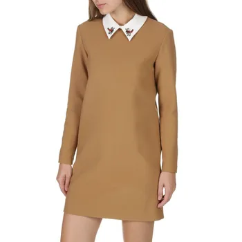 

Chic women autumn peter pan collar dress 2018 Fall winter sweet long sleeves dress D784
