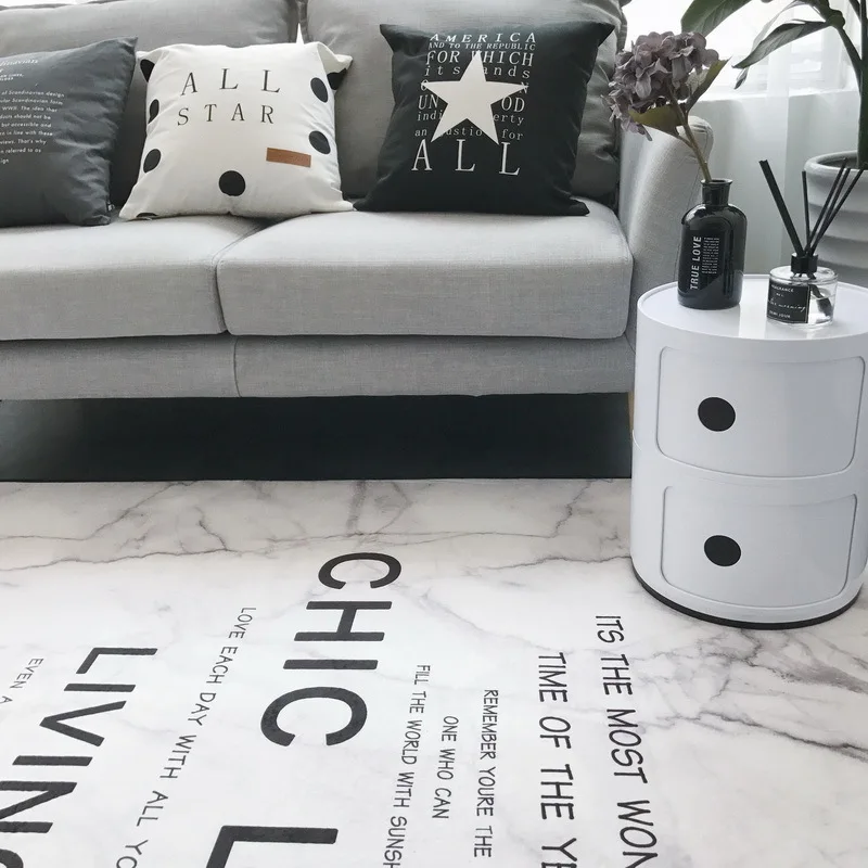  Ins Northern Europe Brief Carpet for Living Room Marble Pattern Soft Coral Fleece Large Parlor Bedr - 32894192960