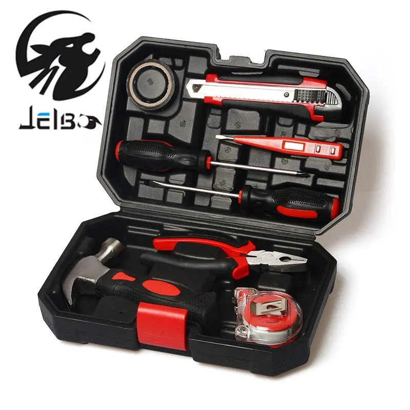 

JelBo 9Pcs Household Hand Tool Set Multifunction Hardware Repair Tool Box Kit Hammer Wire Pliers Cross Screwdrive Knives Saw