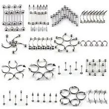 85 шт./компл. из нержавеющей стали для бровей язычок для носа и губ пирсинг Ушные Шпильки из нержавеющей стали, несколько ювелирных изделий для тела модный пирсинг набор