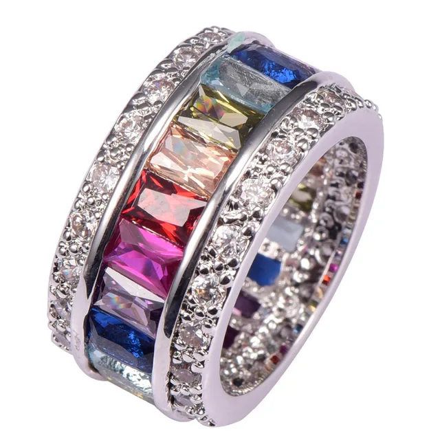 Weinuo Sterling-Silver-Jewelry Multi Colour Crystal Zircon 925 Sterling Silver J Weinuo Sterling-Silver-Jewelry Multi Colour Crystal Zircon 925 Sterling Silver J