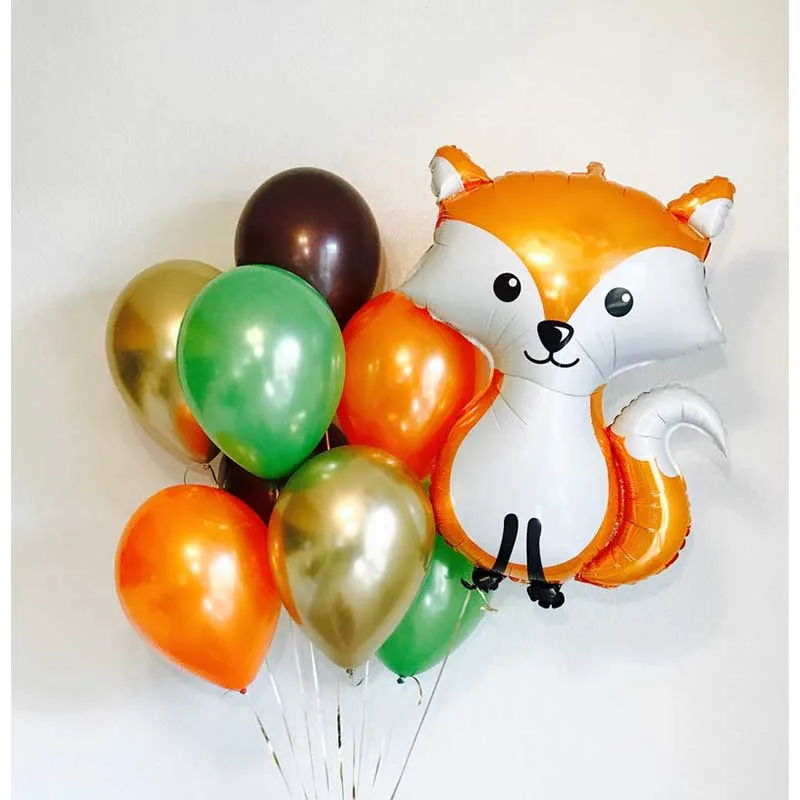 

9pcs Large Animal Balloons Raccoon Fox Helium Ballon Happy Birthday Jungle Party Decorations Kids Toy Baby Shower Air Balls