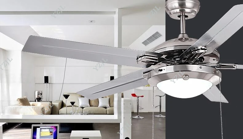 Chandelier fan restaurant Fan light chandelier European Minimalism Modern stainless steel leaves fans LED living room chandelier ceiling-fan-light-remote : image Chandelier fan restaurant Fan light chandelier European Minimalism Modern stainless steel leaves fans LED living room chandelier ceiling-fan-light-remote