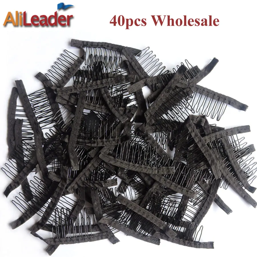 40Ps Best 7 Teeth Wig Combs Clips Durable Steel Tooth Polyester Cloth