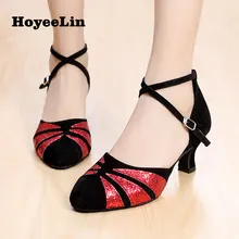 New Women Ladies Glitter Prom Party Modern Dance Shoes Closed Toe Ballroom Waltz Tango Salsa Dancing Performance Shoes Heel