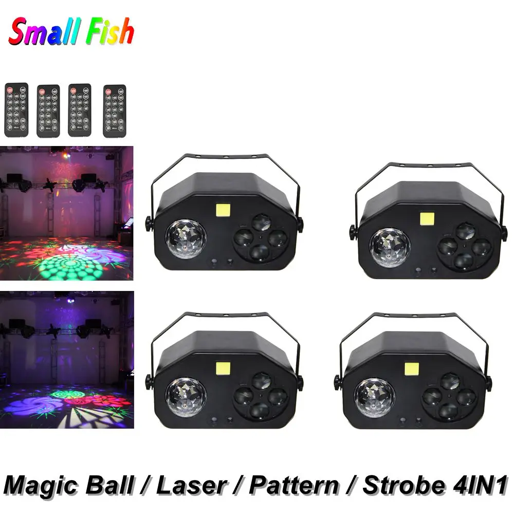 4IN1 LED Stage Light Pattern Strobe Laser Magic Ball Bulb DMX Controller Flashlight Dj Lighting Effect Disco NightClub |