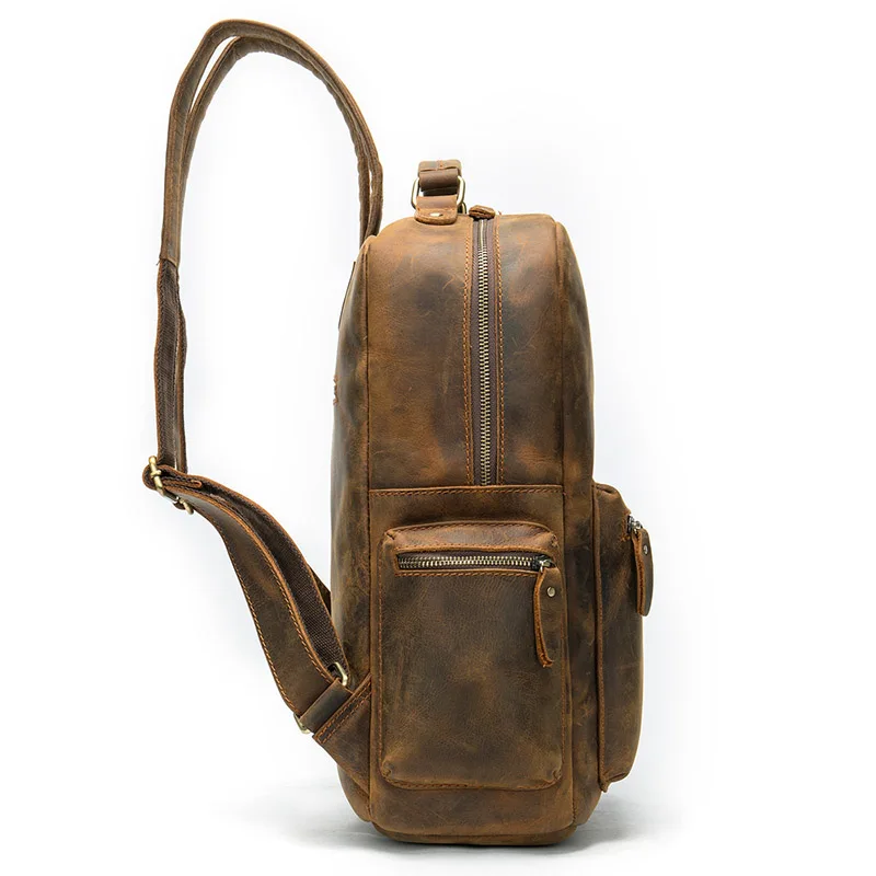 Crazy horse, мужской рюкзак из натуральной кожи, 14 дюймов, сумка для ноутбука, деловая, винтажная, коровья кожа, рюкзак для путешествий, мужской рюкзак, школьные сумки