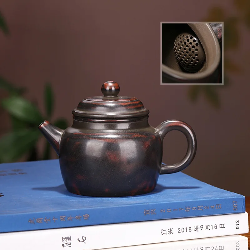 

Tak Chung Dark-red Enameled Pottery Teapot Yixing Raw Ore Qinzhou Mud Famous Full Manual Teapot Tea Set