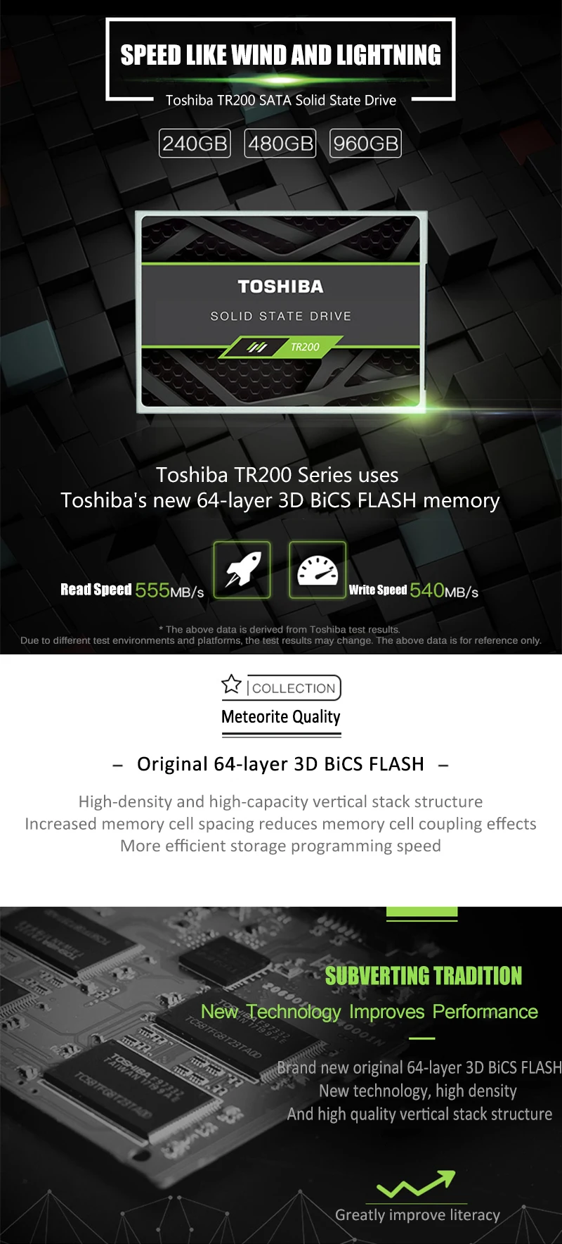 TOSHIBA 240 GB твердотельный накопитель OCZ TR200 480 Гб 64 слоя 3D BiCS флэш-памяти TLC 2,5 "SATA III 960 ГБ внутренний жесткий диск для портативных ПК