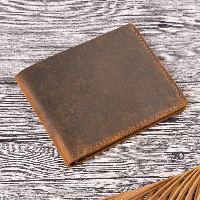 

Handmade Real Leather Wallets for Men Slim Breif Men Wallets Short Vintage Retro Manmade Wallet Money Bags