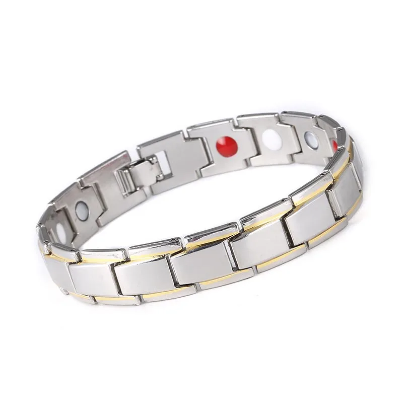 Магнитный медный браслет из гематита, мужские браслеты для здоровья, магнитный терапевтический браслет, браслеты для мужчин, ювелирные изделия для здоровья, подарки - Окраска металла: Silver Gold