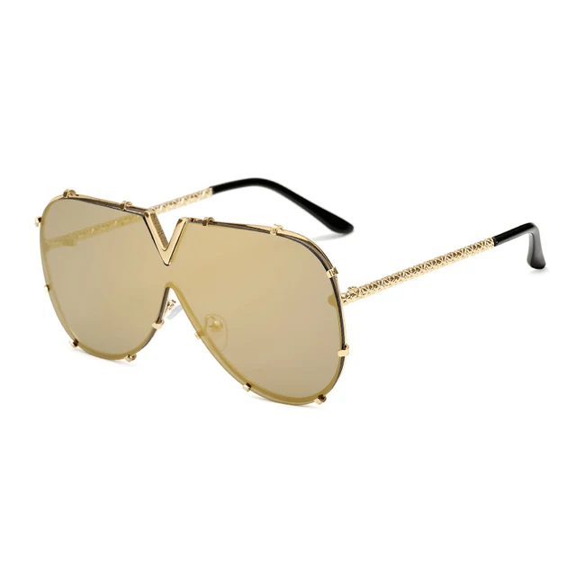Men's Sunglasses Fashion Oversized Sunglasses Men Brand Designer Goggle Sun Glasses Female Style Oculos De Sol UV400 O2 C10 Gold