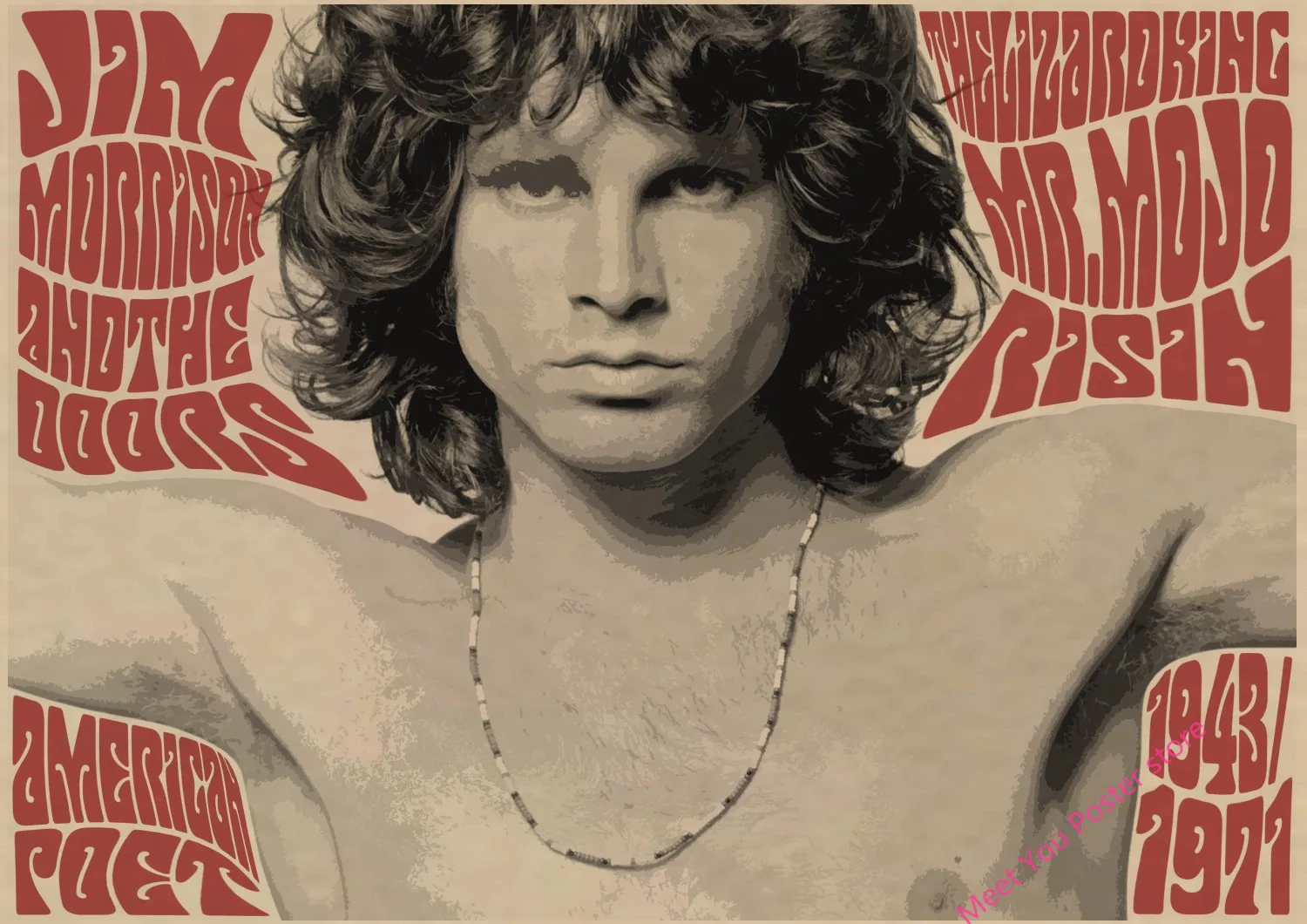 The Doors Jim Morrison Винтаж Ретро Рок-Группа Музыка Гитара матовая крафт-бумага плакат Настенная Наклейка домашний декор A1