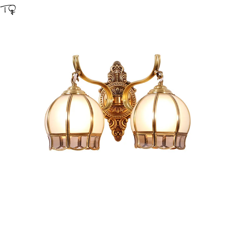 

Nordic All Copper Wall Sconce Light Fixture Lustre Led American Bedroom Bedside Simple Living Room Background Corridor Modern