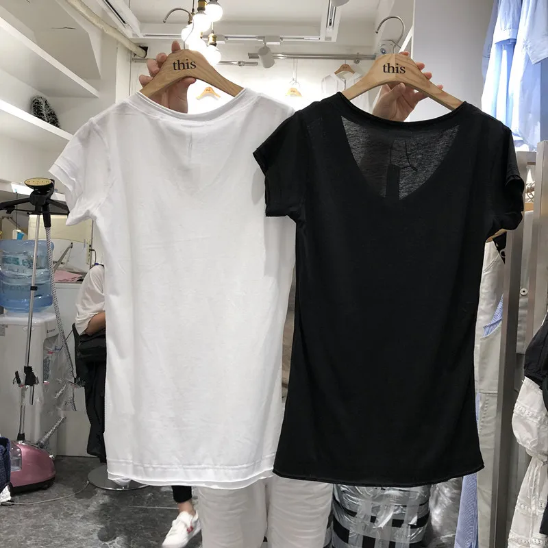 Women's-Basic-V-neck-T-Shirt-Cotton-Plain-Short-Sleeves-Summer-Tee-Shirt-Casual-Female-White-Tunic-Tops (9)