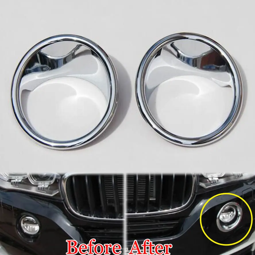 2Pcs ABS Car Front Head Foglight Fog Lamp Light Cover Trim Chrome Ring