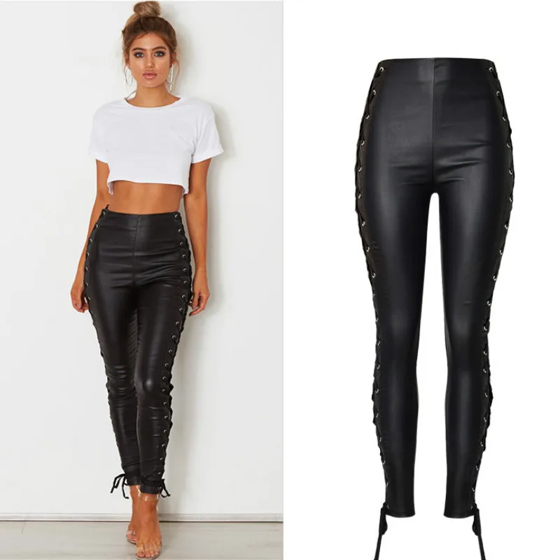 pu trousers high waisted