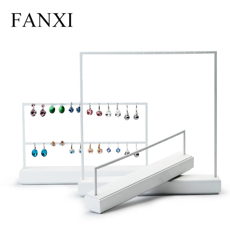 Fanxi New Metal Frame White Earring Display Stand Ear Stud Rack Holder Pendant Jewelry Display Showcase Jewelry Organizer Box Jewelry Packaging