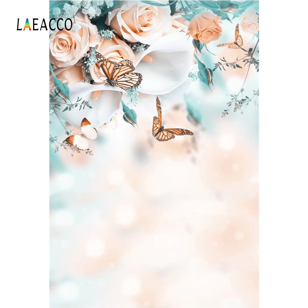 Laeacco Butterfly Flowers Light Bokeh Baby Newborn Photography Backgrounds Customized Photographic Backdrops For Photo Studio