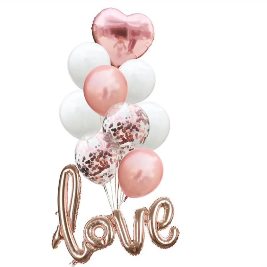 Розовое золото конфетти сердце фольги Воздушные шары любовь письмо свадьба и помолвка вечерние юбилей, вечеринка, украшение детский день поставки - Цвет: rosegold LOVE