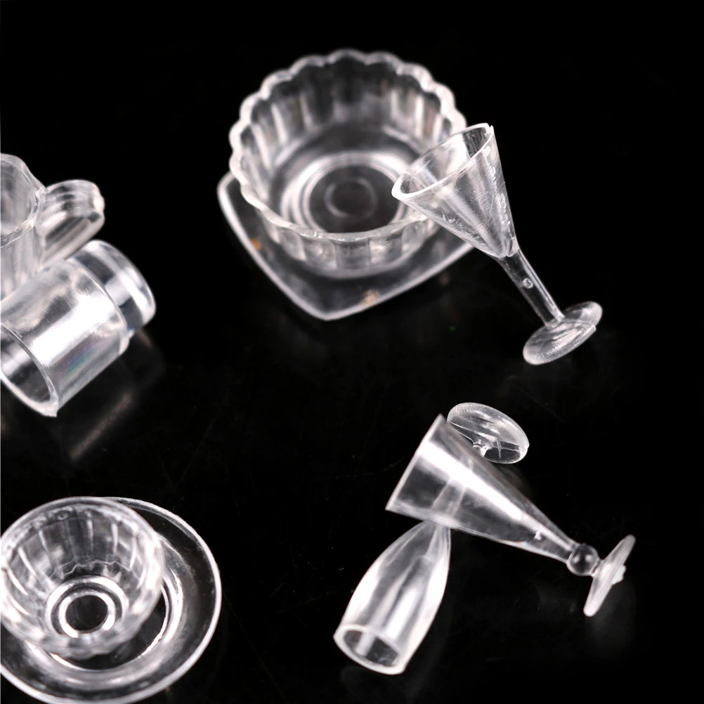 Милые мини прозрачные DIY ролевые игры кухонные принадлежности игрушка напиток чашки тарелка миниатюрные столовые приборы