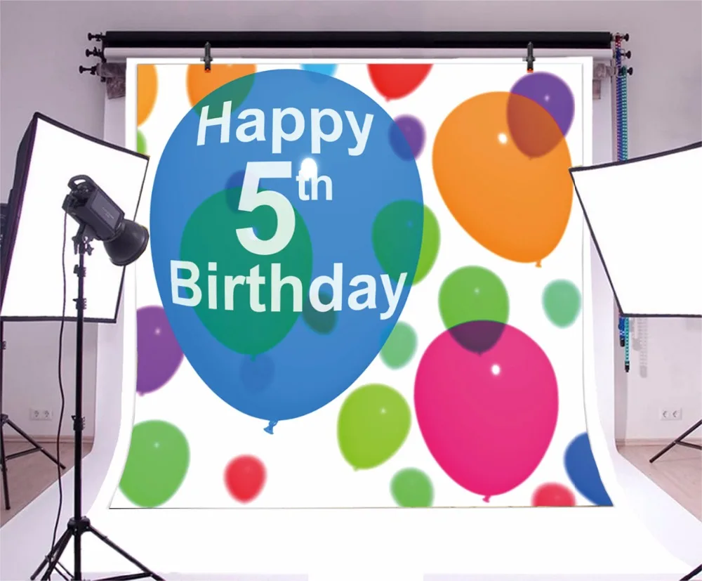 Laeacco Happy 5th Birthday Balloon Decor Children Photography Backgrounds Customized Photographic Backdrops For Photo Studio Laeacco Happy 5th Birthday Balloon Decor Children Photography Backgrounds Customized Photographic Backdrops For Photo Studio