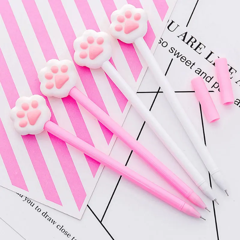 

2X kawaii Cat claw pink gel pen 0.5 cute Neutral pen stationery canetas material escolar office school supplies papelaria