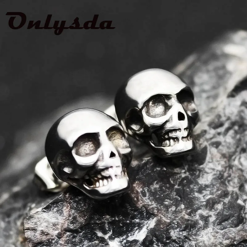 

Onlysda Hot Sell Punk Skull Earrings for Men Boys Cool Silver Jewelry Hip-hop Stud Earrings Vintage Rock Skeleton Earrings ES164