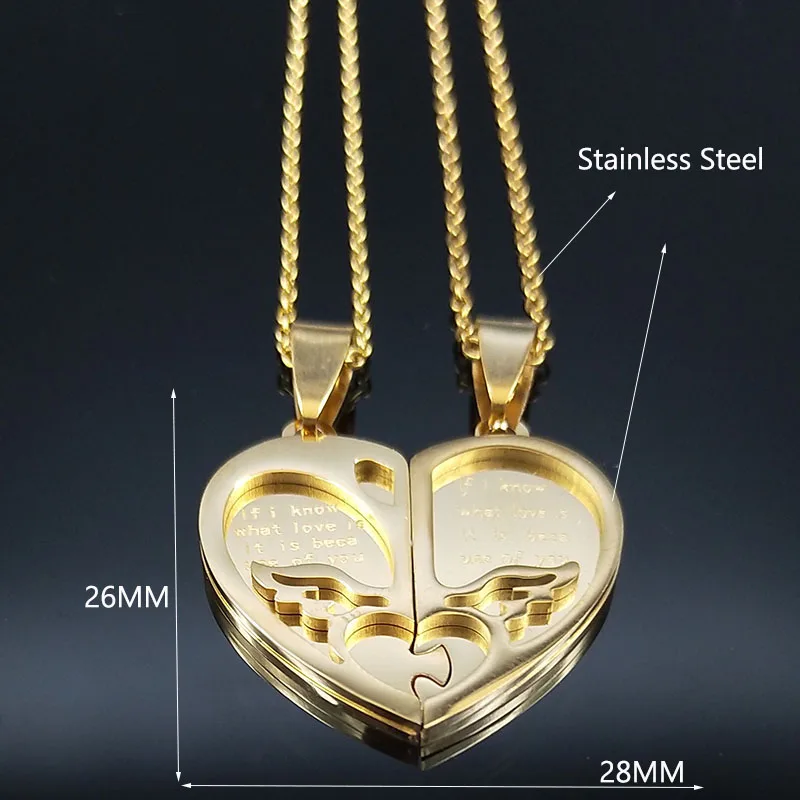 2 шт. ожерелье из нержавеющей стали с сердцем для лучшего друга, подарок для друга, Серебряное массивное ожерелье, ювелирные изделия cadenas mujer N18925