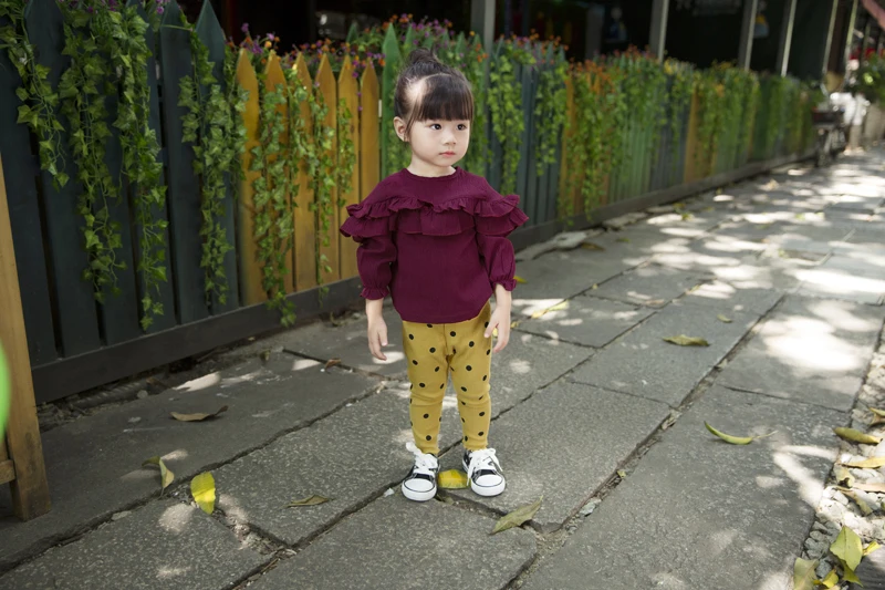 Pudcoco/модная блузка для маленьких девочек, 3 цвета, блузка с длинными рукавами и рюшами для маленьких девочек, Новое поступление, одежда, блузка, От 0 до 3 лет