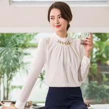 women work wear Women's  business dress knee long-sleeved with beads neck coat+dress+shirt 3 pcs / set  drop shipping