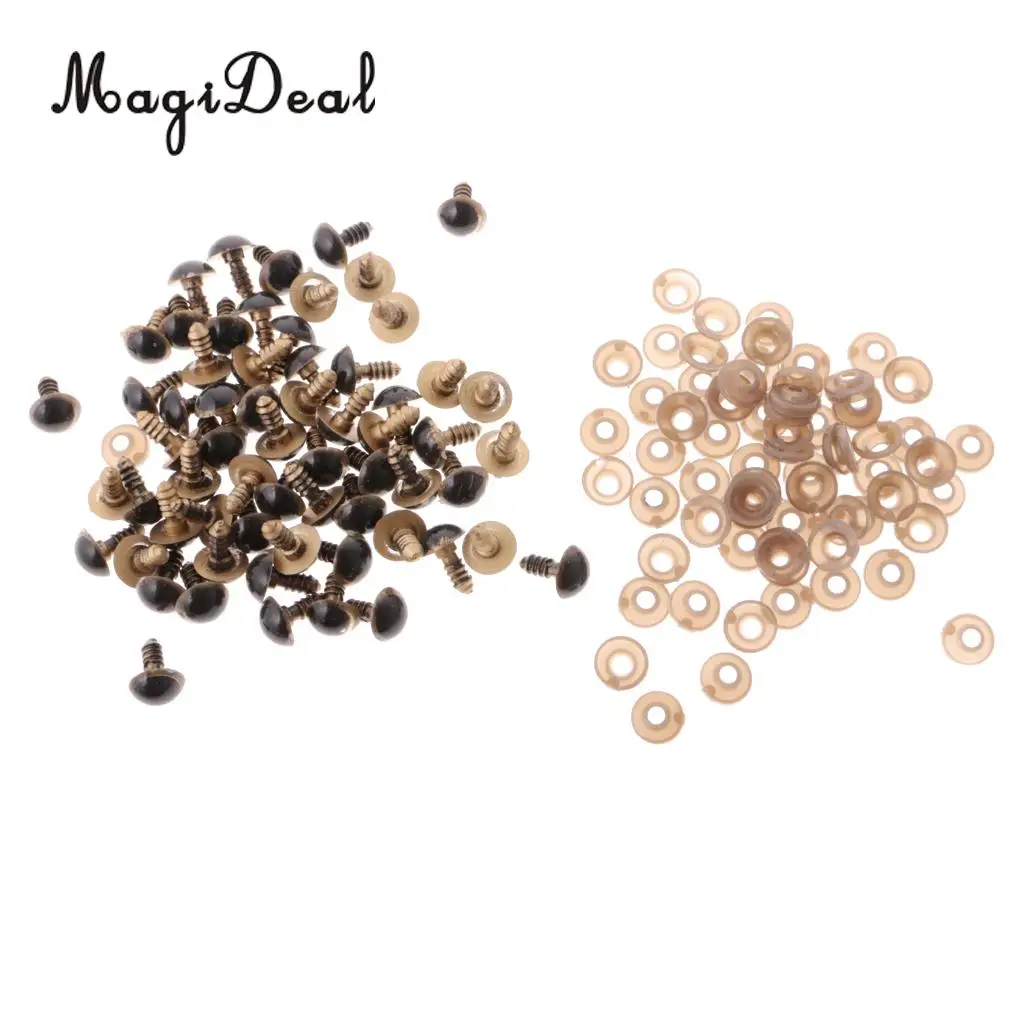 MagiDeal Hot Sale 100 Pieces Plastic Safety Eyes with BACKS for Bear Doll DIY Manufacture Craft 8mm 12mm Clear