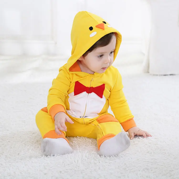 Желтый цыпленок унисекс-ребенок весна и осень малыш тонкий комбинезон Рождественский Комбинезон Onesie наряды костюм детская одежда