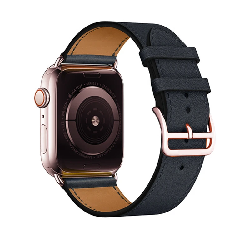 Ремешок с пряжкой из розового золота для Apple Watch Band 38 мм 42 мм 44 мм 42 мм Swift кожаный браслет с петлей для iWatch Series 4 3 2