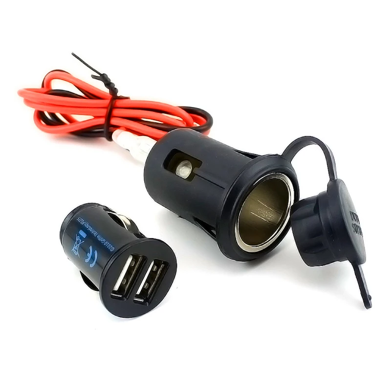 Enchufe de encendedor de coche 12/24V DC adaptador de conector de clavija con cargador de coche Enchufe de encendedor de coche 12/24V DC adaptador de conector de clavija con cargador de coche