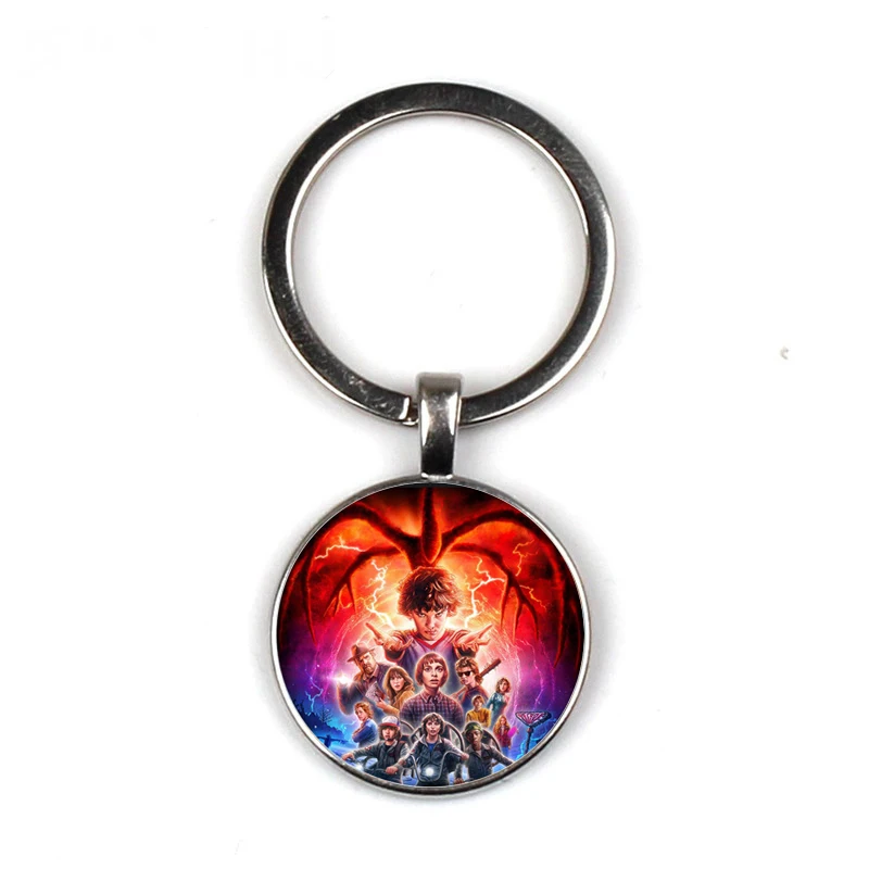 

Stranger Things keychain Original or Anime Style Category 6 Pictures Glass Cabochon silver Color keychain
